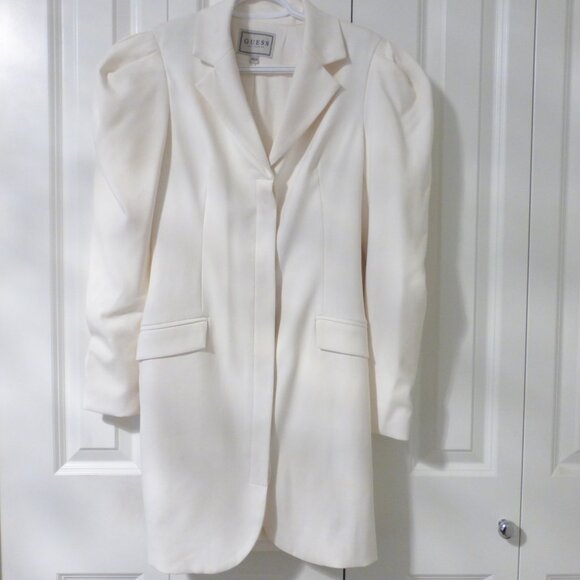 GUESS off white cream blazer overcoat with padded puffy shoulders - Picture 3 of 16
